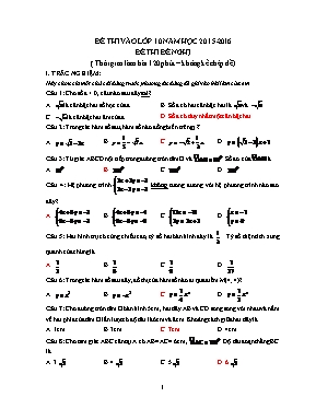 Đề thi vào lớp 10 năm học 2015 - 2016 môn Toán